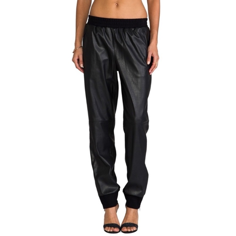 BcbgMaxAzria faux leather joggers size XS